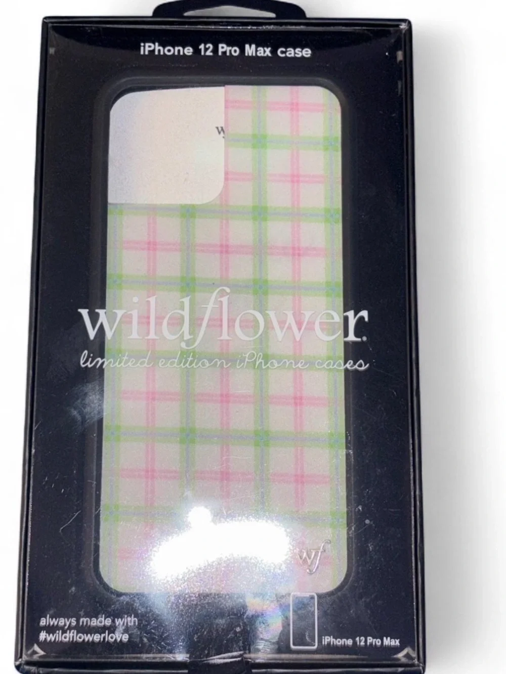 Wildflower iPhone 12 Pro Max Case in Pink & Light Green Plaid